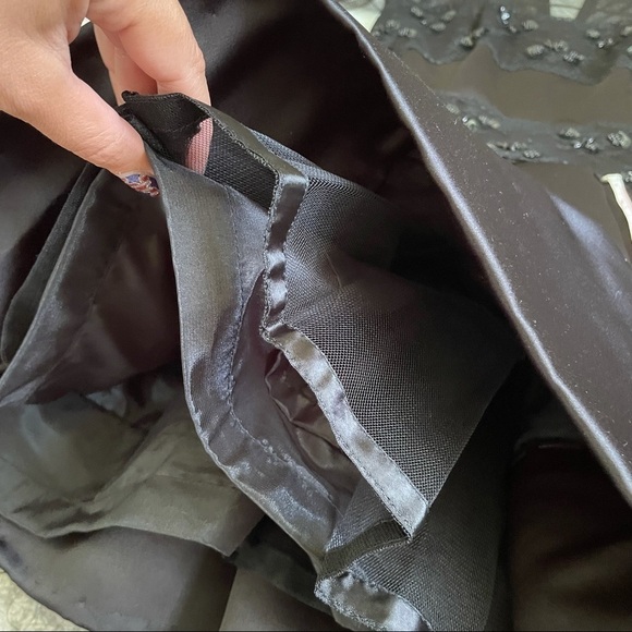 Lillie Rubin Black Long Mesh Sleeve Beaded Dress 6 - Picture 9 of 16